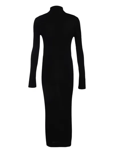 Off-white Turtle-neck Midi Dress In Black