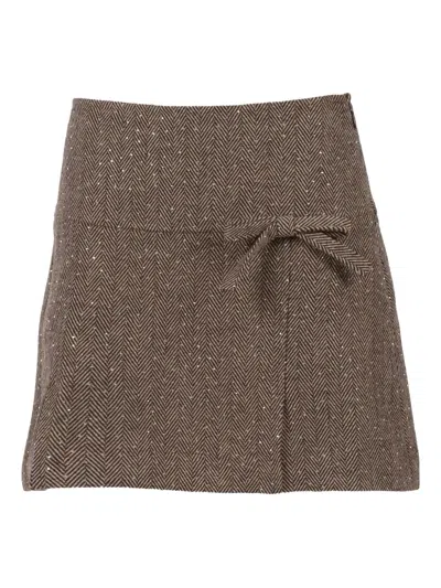 Ermanno Scervino Chevron Mini Skirt In Brown