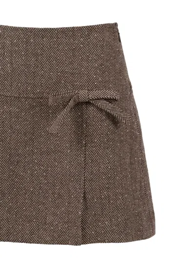 Ermanno Scervino Chevron Mini Skirt In Brown