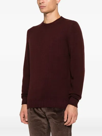 Filippo De Laurentiis Ribbed Wool Sweater In Burgundy