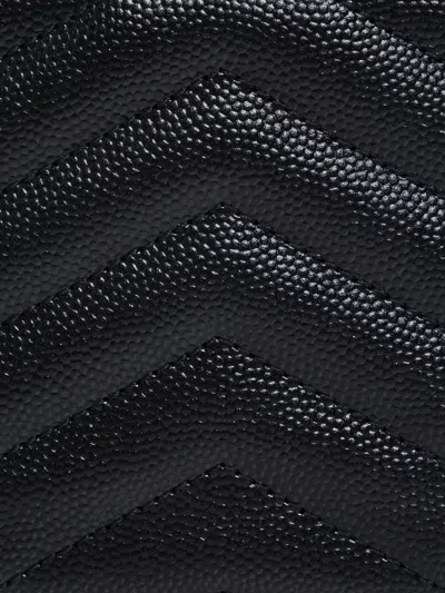 Saint Laurent Cassandre Quilted Logo Wallet In Black