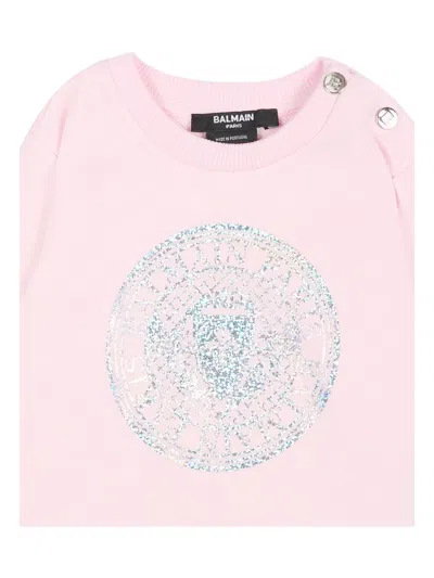 Balmain Button Graphic Sweatshirt In Pink