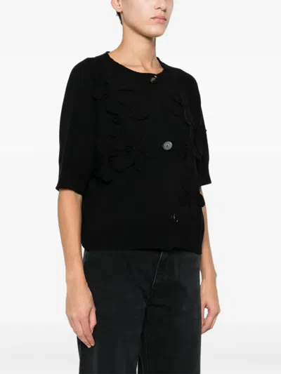 Liviana Conti Cardigan Mit Blumenapplikation In Black