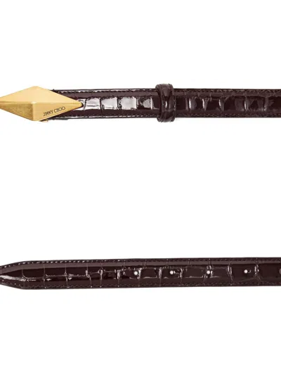 Jimmy Choo Diamond Clasp Belt In Brown