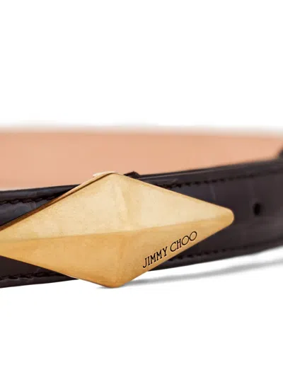 Jimmy Choo Diamond Clasp Belt In Brown