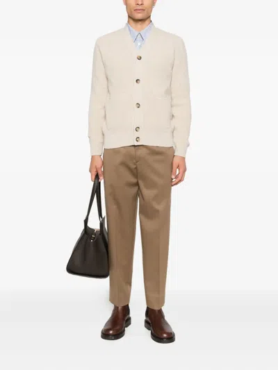 Filippo De Laurentiis Button Pocket Cardigan In Neutral