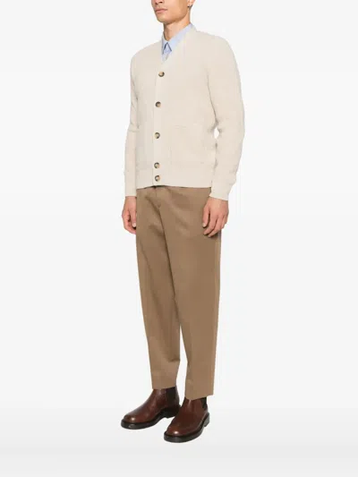 Filippo De Laurentiis Button Pocket Cardigan In Neutral