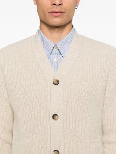 Filippo De Laurentiis Button Pocket Cardigan In Neutral
