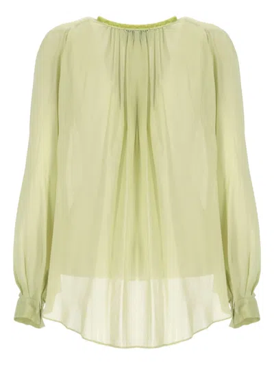 Forte Forte Pleated Button-up Top In Green