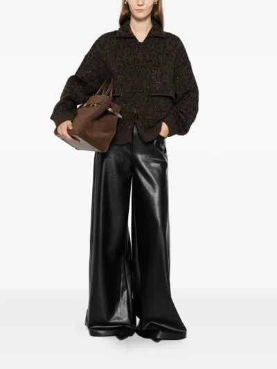 Nude Pockets Animal Print Cardigan In Brown