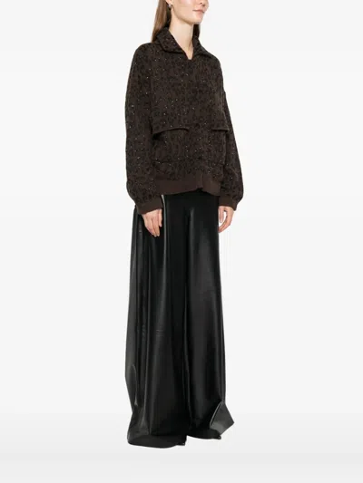 Nude Pockets Animal Print Cardigan In Brown