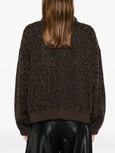 Nude Pockets Animal Print Cardigan In Brown