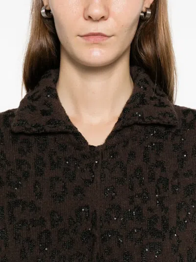 Nude Pockets Animal Print Cardigan In Brown