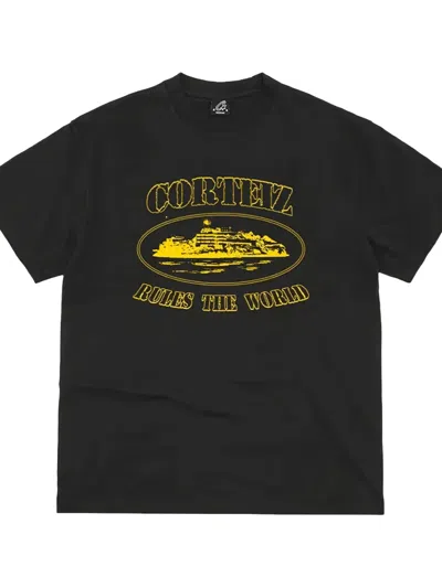 Corteiz Alcatraz Logo-print T-shirt In Black