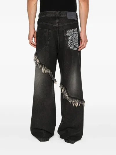 Federico Cina Fringed Denim In Black