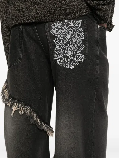 Federico Cina Fringed Denim In Black