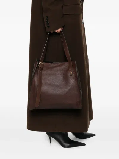 Agl Attilio Giusti Leombruni Textured Brown Leather Shopping Ghauco Handbag In Brown