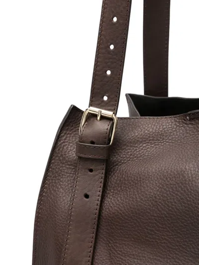 Agl Attilio Giusti Leombruni Textured Brown Leather Shopping Ghauco Handbag In Brown