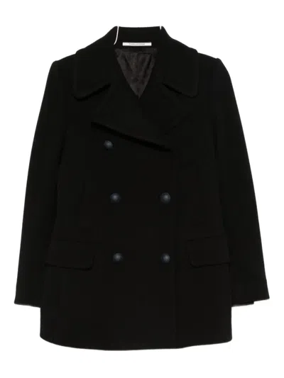 Tagliatore Double-breasted Blanche Coat In Black
