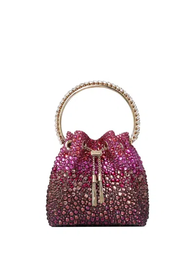Jimmy Choo Bon Bon Crystal Degrade Top Handle Bucket Bag In Multi