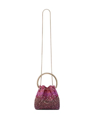 Jimmy Choo Bon Bon Crystal Degrade Top Handle Bucket Bag In Multi