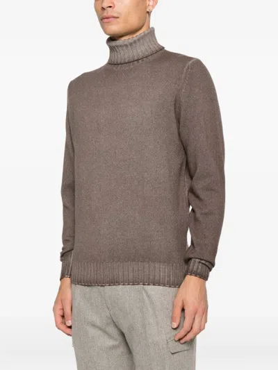 Filippo De Laurentiis Roll-neck Ribbed Knitwear In Brown