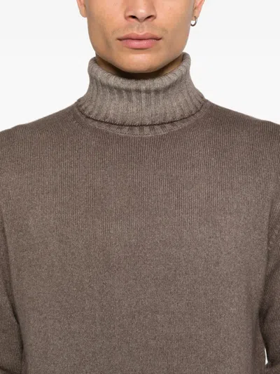 Filippo De Laurentiis Roll-neck Ribbed Knitwear In Brown