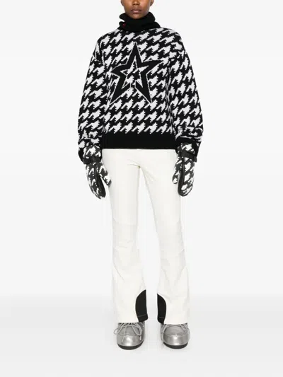 Perfect Moment Oversized Houndstooth Merino Wool Turtleneck Sweater In Multi