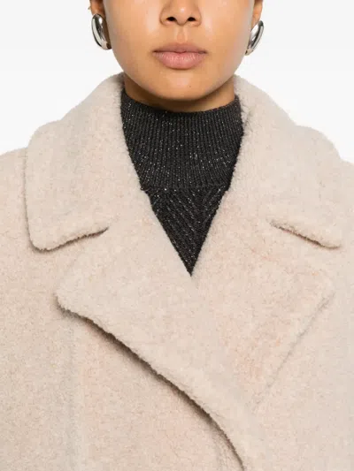 Herno Double-breasted Long Coat In Pink