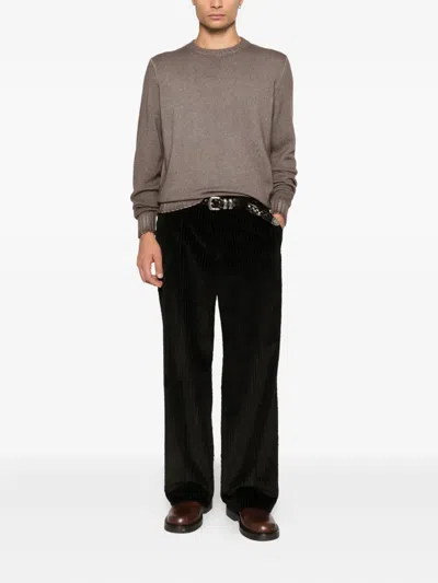 Filippo De Laurentiis Ribbed Crew-neck Sweater In Brown