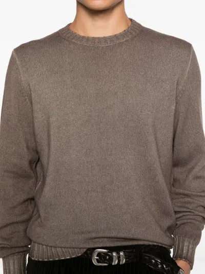 Filippo De Laurentiis Ribbed Crew-neck Sweater In Brown