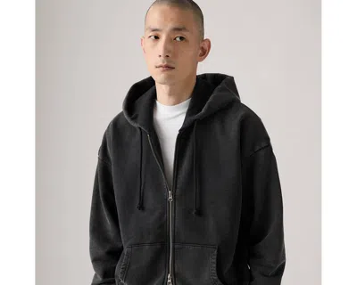 Levi's Grunge Wash Arcata Lined Full Zip Sweatshirt In Black