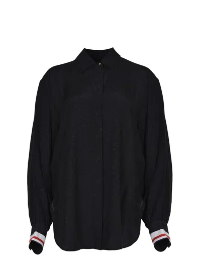 Pinko Jacquard Long-sleeved Shirt In Black