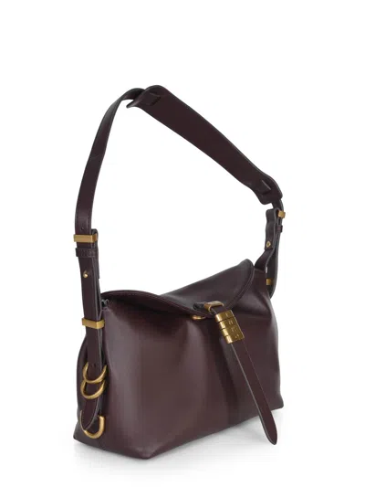 Pinko Petit Sac Porté Épaule Saddle Bag Baguette En Cuir In Burgundy