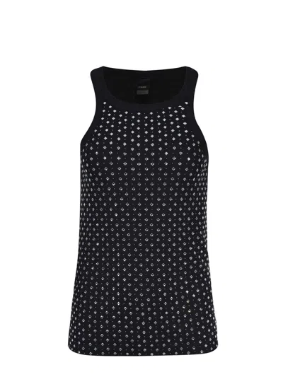 Pinko Fitted Sleeveless Top Featuring Stud Embellishments In Black