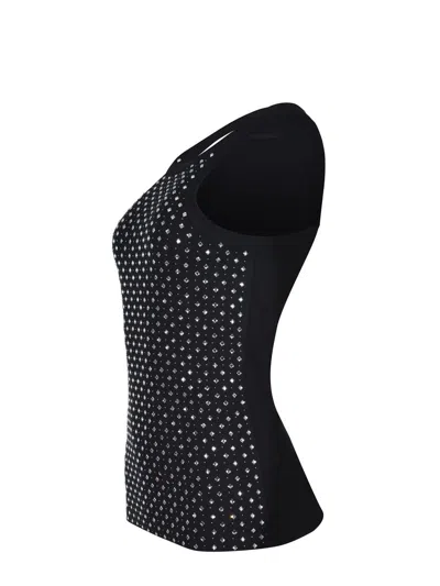 Pinko Fitted Sleeveless Top Featuring Stud Embellishments In Black