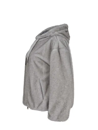 Herno Relaxed-fit Grey Jacket With Plush Texture And Hood In Gray