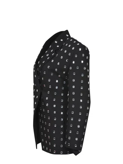Giuseppe Di Morabito Black Rhinestone-embellished Blazer With Asymmetrical Closure In Black