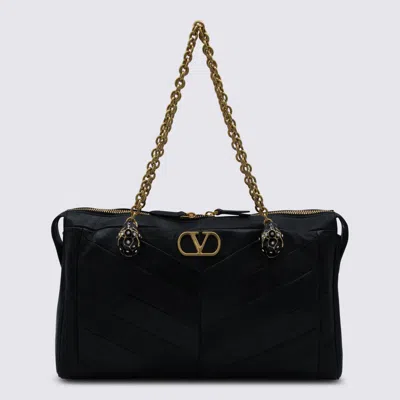 Valentino Garavani  Garavani Panthea Shoulder Bag In Nappa Leather With Chevron Pattern Wom In Black