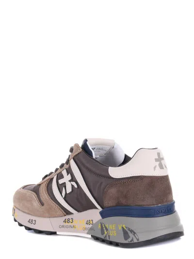 Premiata Low-top Sneakers With Suede And Smooth Texture Details In Brown