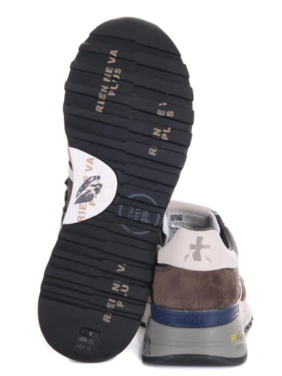 Premiata Low-top Sneakers With Suede And Smooth Texture Details In Brown