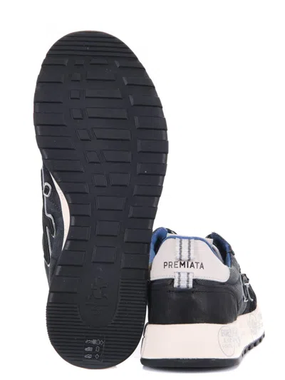 Premiata Layered White Sneakers With Textured Leather And Tpu Overlays In Multi
