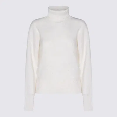 Fabiana Filippi Sequin Embellished Turtleneck Knitwear Top In White