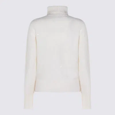 Fabiana Filippi Sequin Embellished Turtleneck Knitwear Top In White