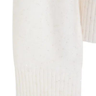 Fabiana Filippi Sequin Embellished Turtleneck Knitwear Top In White