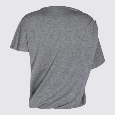 Fabiana Filippi Asymmetric Crewneck Knitwear Gold Embellishment In Gray