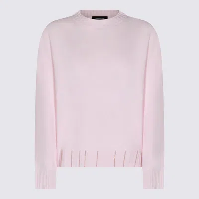 Fabiana Filippi Long Sleeve Crew Neck Knitwear Top In Pink