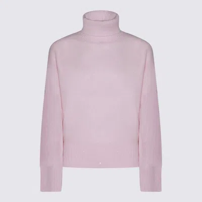 Fabiana Filippi Ribbed Turtleneck Knit Sweater Featuring Cuffs In Pink