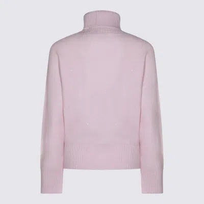 Fabiana Filippi Ribbed Turtleneck Knit Sweater Featuring Cuffs In Pink
