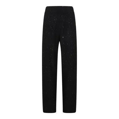 Fabiana Filippi Full Length Trousers With Elastic Waistband And Sequins In Black
